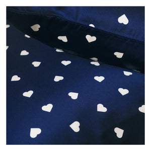 Emily's Pillow - Heart Patterned Mulberry Silk Pillowcase | Midnight Blue