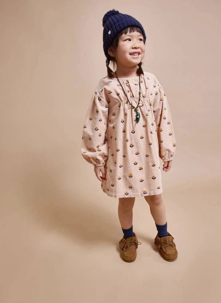 Búho - Naïf Fleurie Organik Pamuk Elbise | Pembe