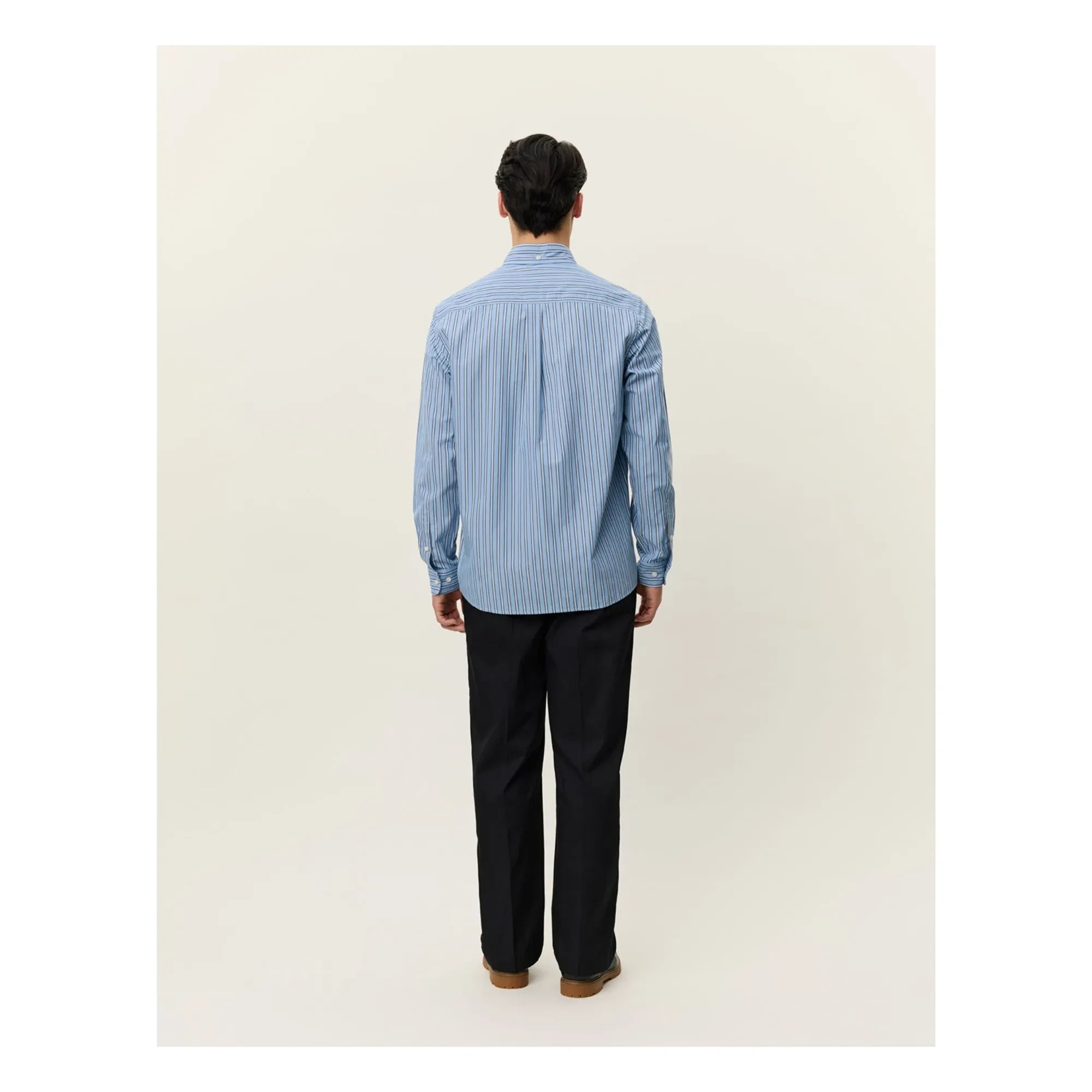 Les Deux - Striped Poplin Shirt with Organic Cotton | Blue