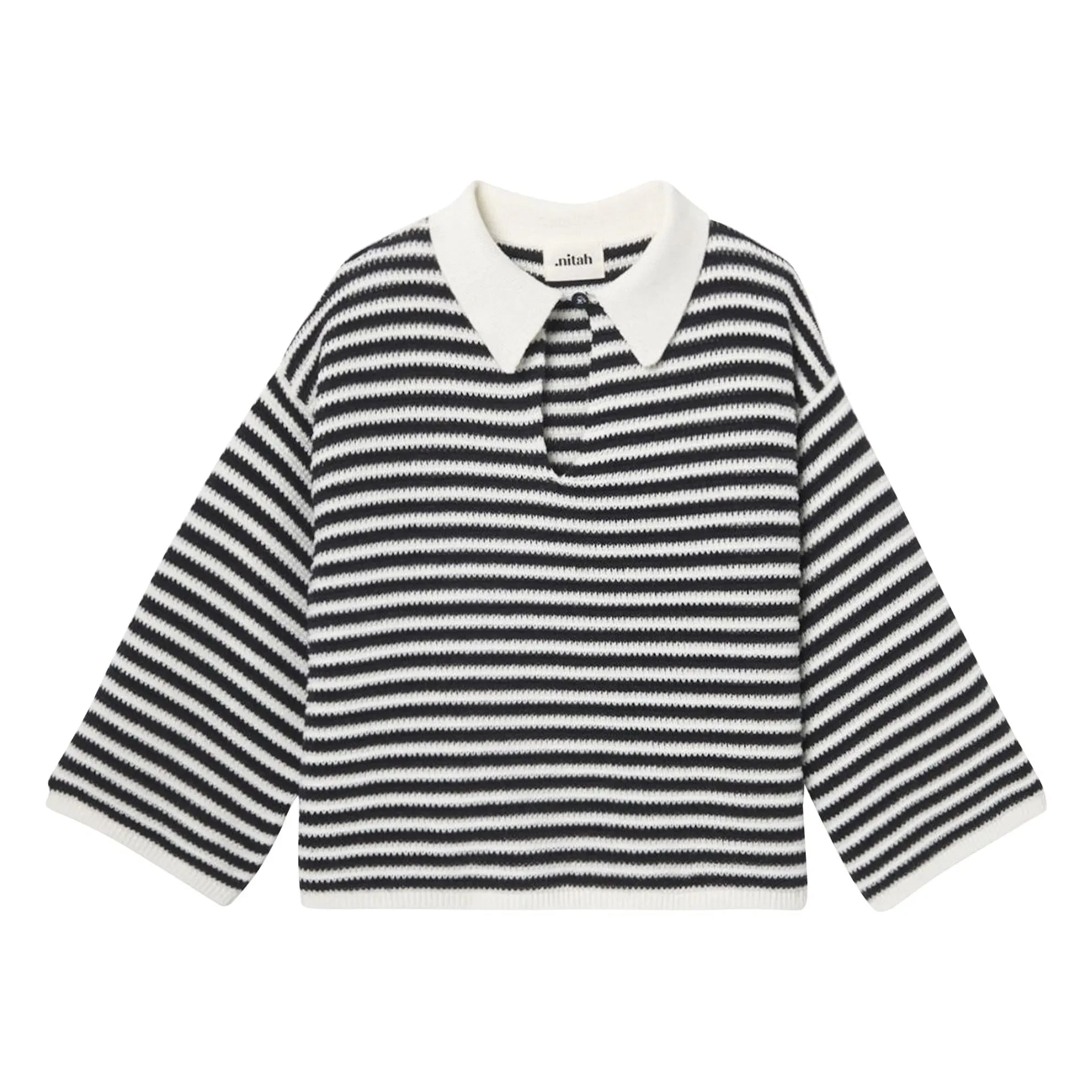 Nitah – George Gestreifter Pullover | Schwarz