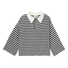 Nitah – George Gestreifter Pullover | Schwarz
