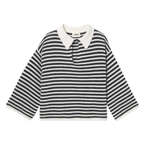 Nitah – George Gestreifter Pullover | Schwarz