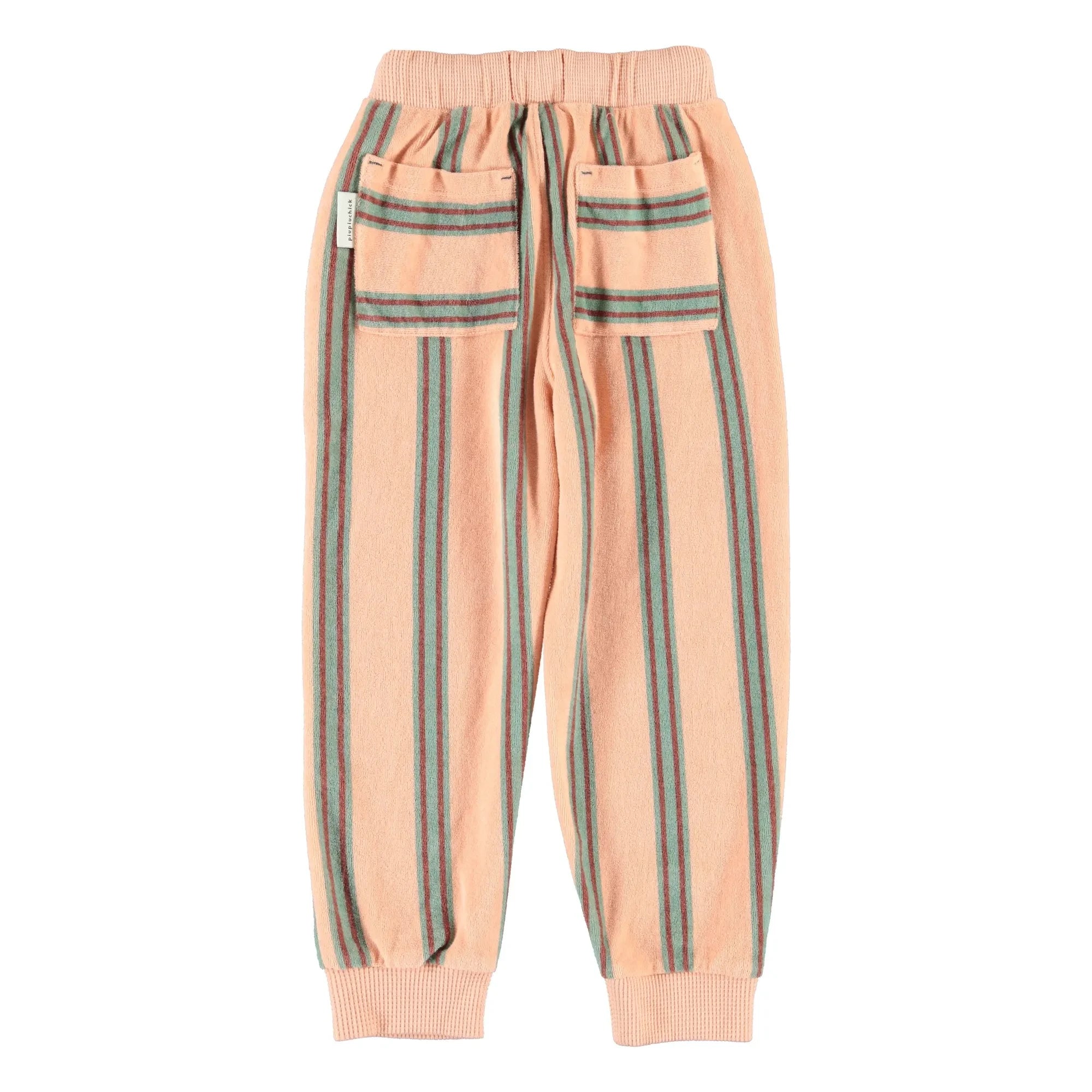 Piupiuchick - Organik pamuklu havlu kumaş çizgili jogger pantolon | Pembe