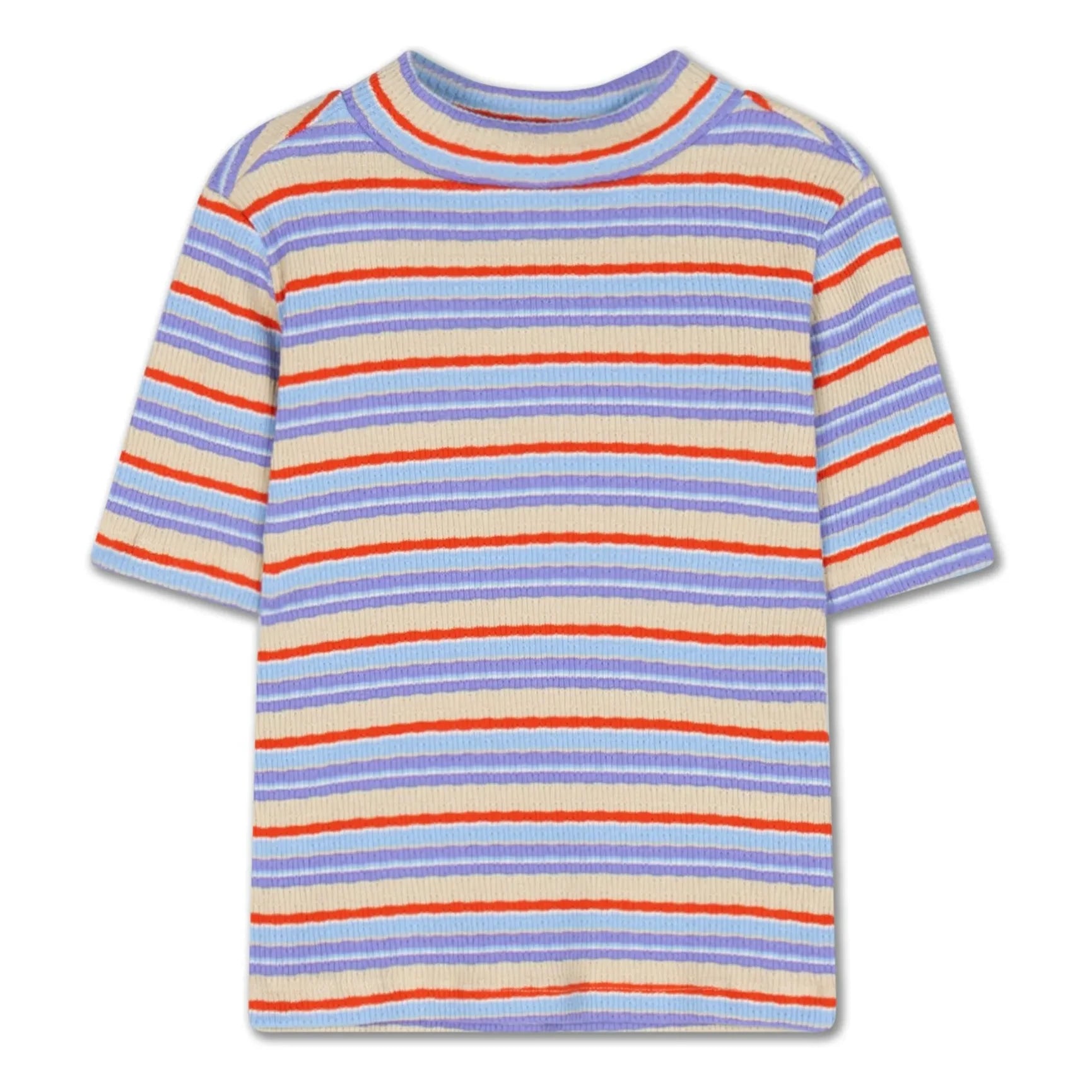 Repose AMS - Striped Ribbed Organic Cotton T-Shirt | Lilac