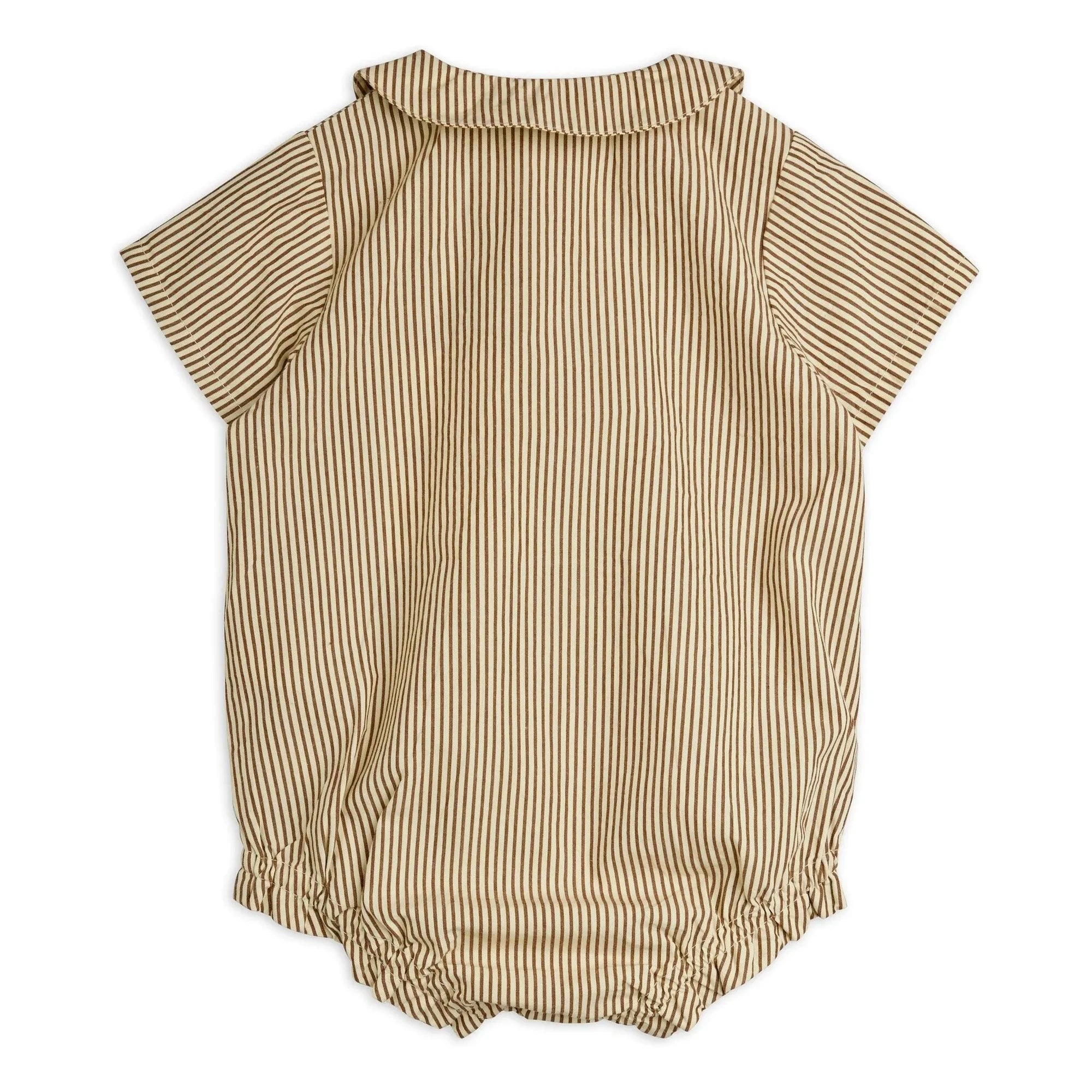 Mini Rodini - Çizgili organik pamuklu poplin tulum | Kahverengi