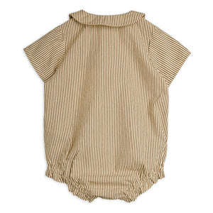 Mini Rodini - Çizgili organik pamuklu poplin tulum | Kahverengi