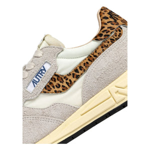Autry - Reelwind Low Süet ve Naylon Leopar Sneakers | Bej