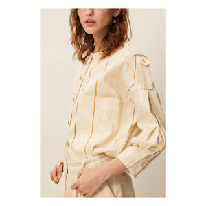 Sessùn - Calancas Jacke aus Baumwolle und Leinen | Creme