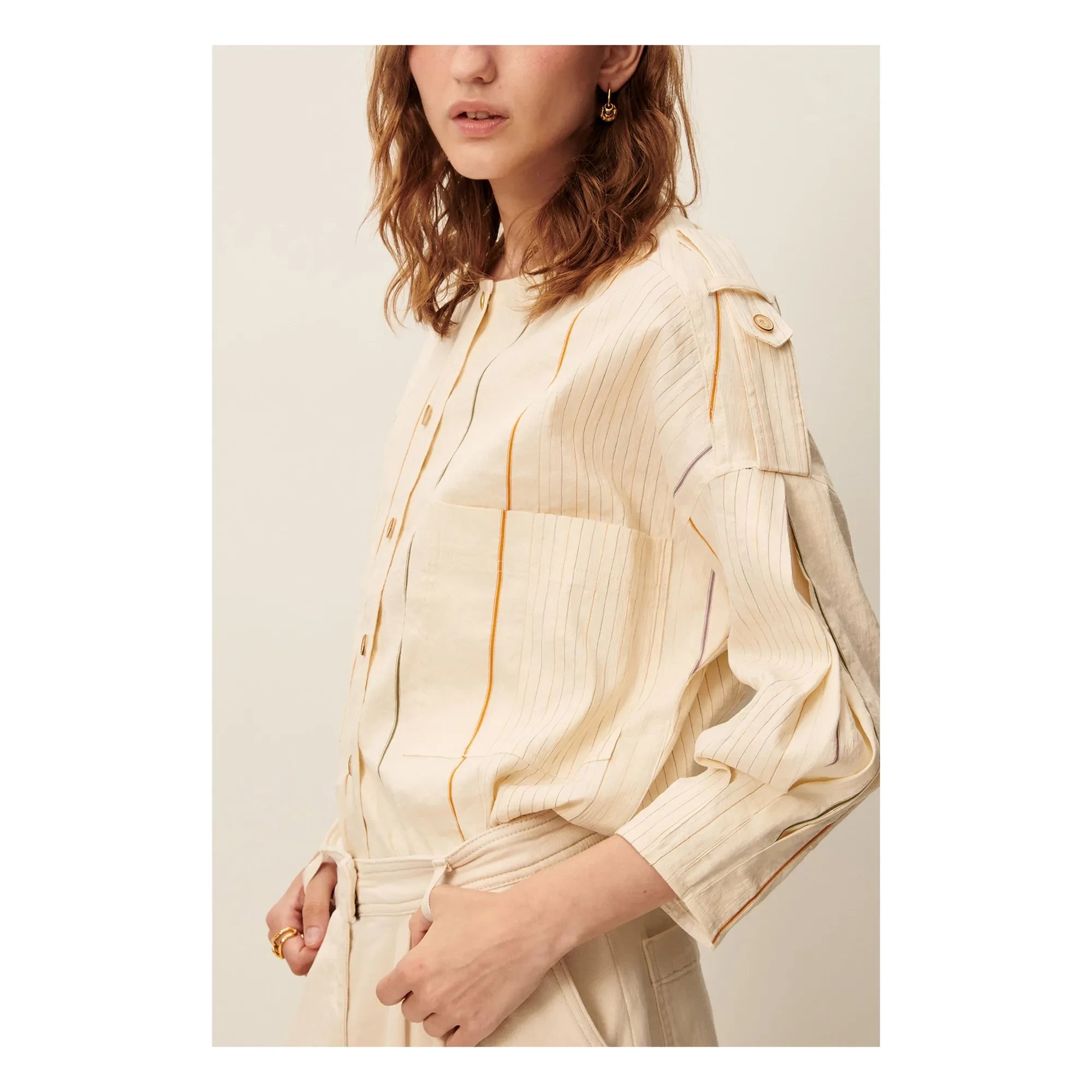 Sessùn - Calancas Jacke aus Baumwolle und Leinen | Creme