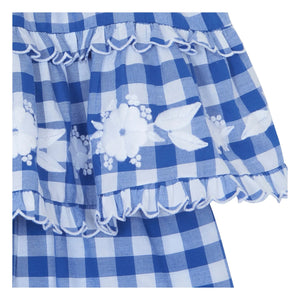 Tartine et Chocolat - Besticktes Oberteil und karierte Shorts | Königsblau