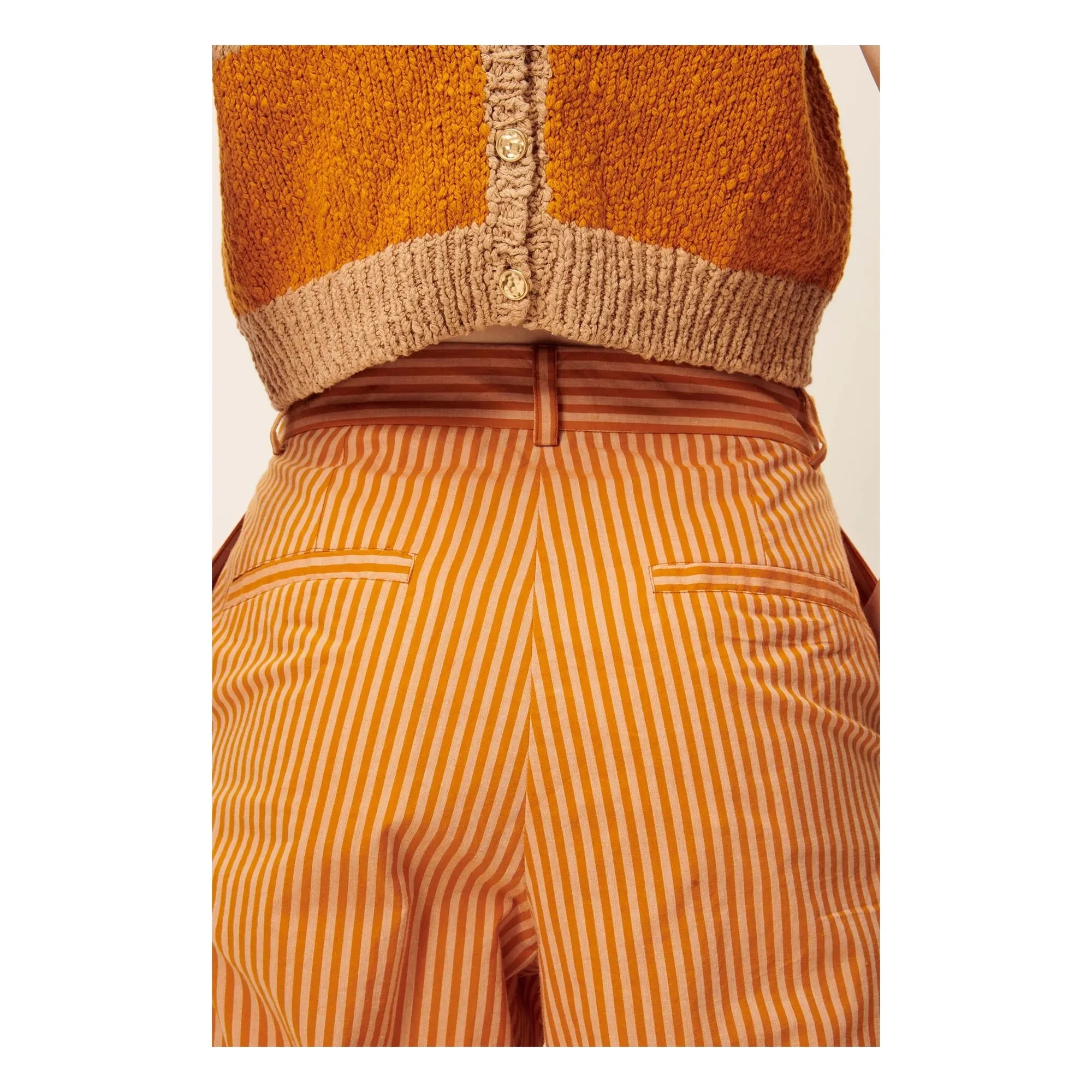 Sessùn - Provencia Cotton Striped Trousers | Orange