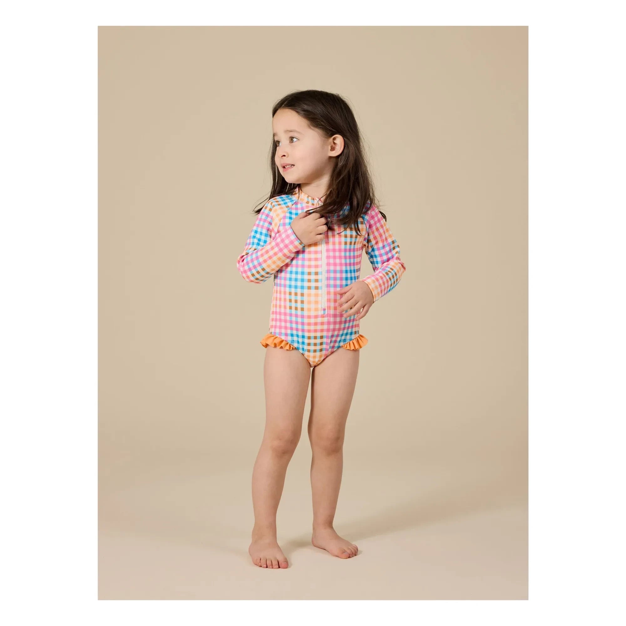 Goldie + Ace - Long Sleeve Print Swimsuit | Pink