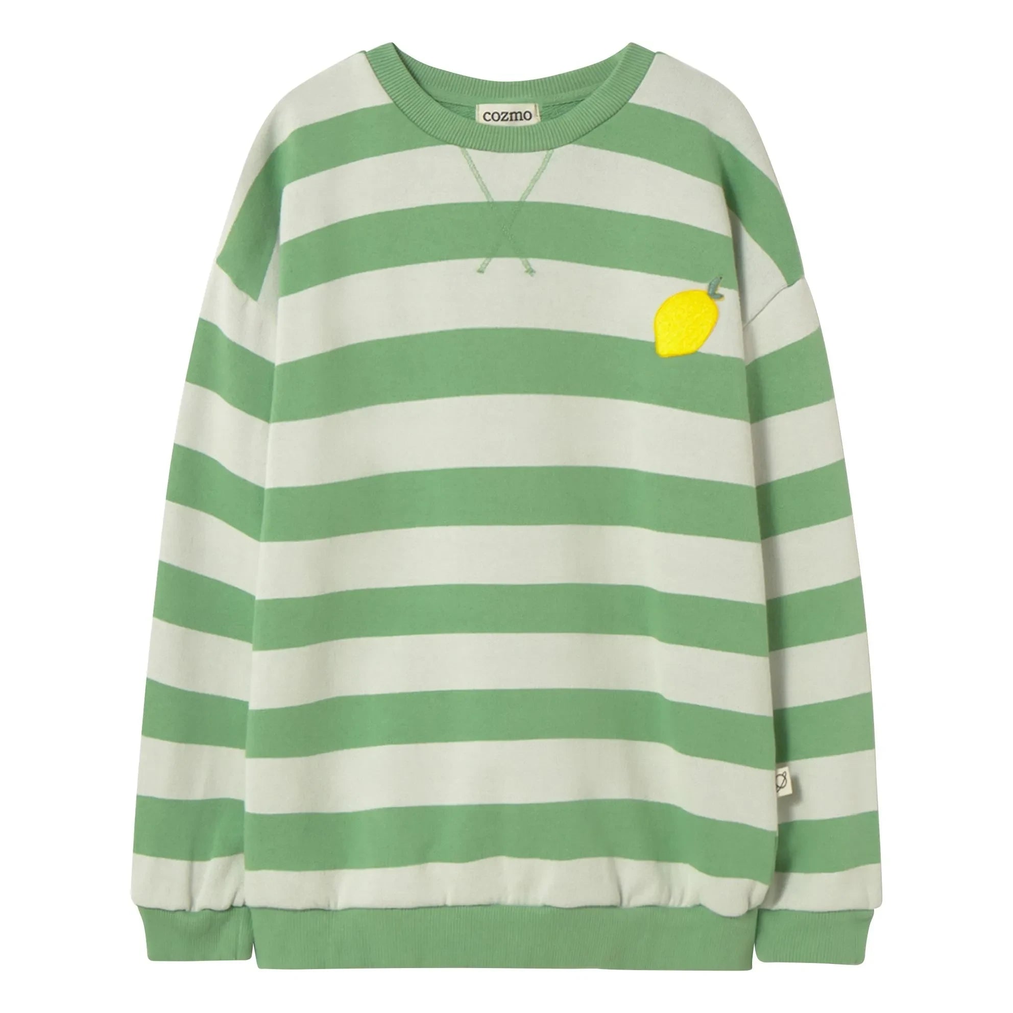 Cozmo - Dan Lemon Striped Sweatshirt | Meadow Green