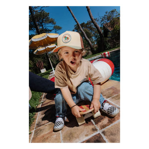 Hello Hossy - Trucker Rolling Pony Kappe aus Bio-Baumwolle mit gebogenem Schirm | Beige