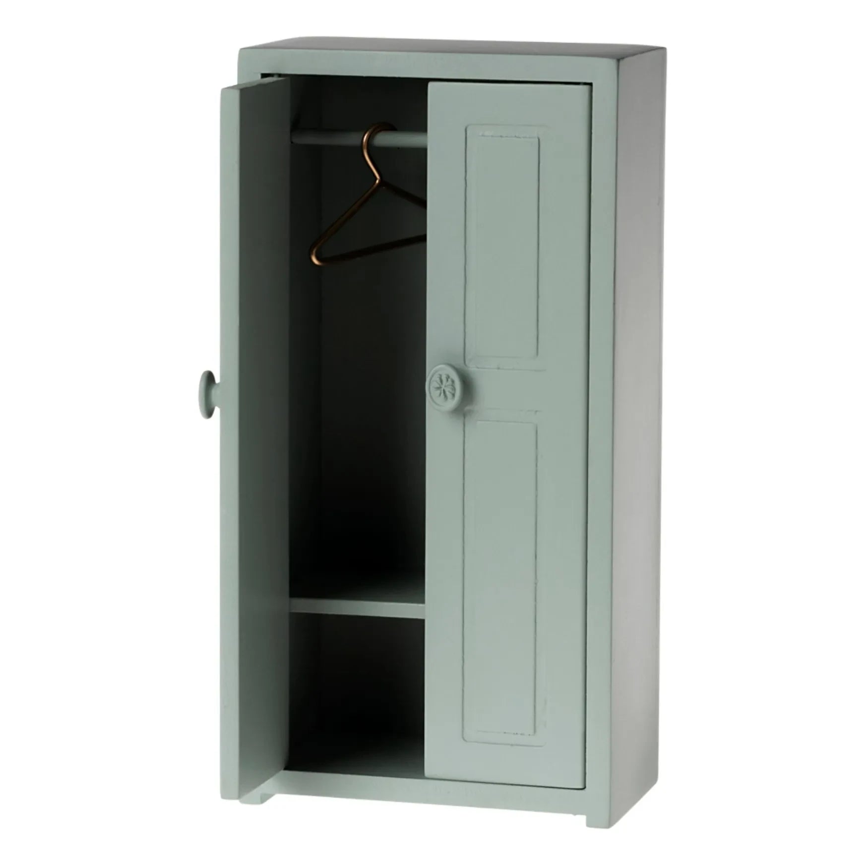 Maileg - Kleiderschrank und Kleiderbügel | Grau-Blau