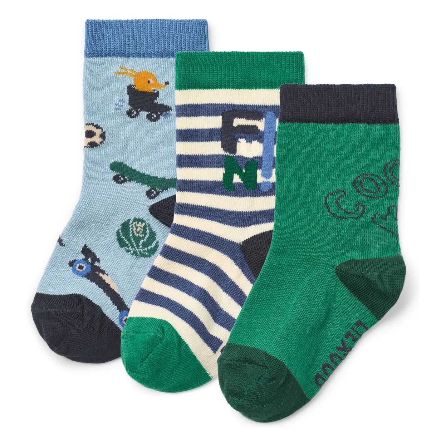 Liewood - Silas Animal Pattern Socks 3-Pack | Blue