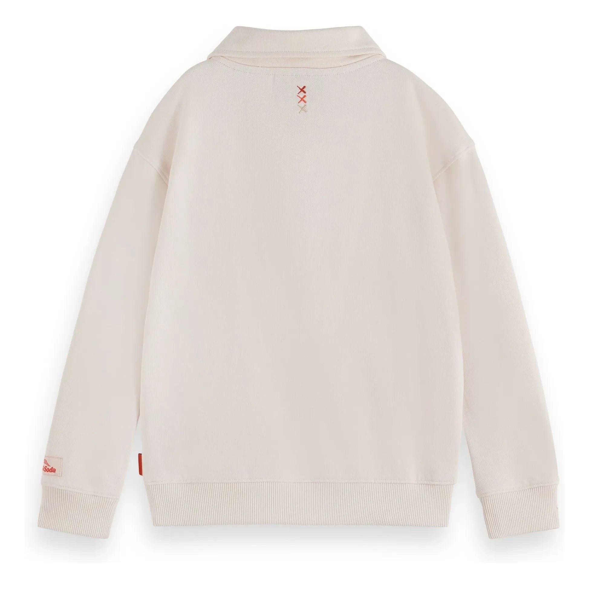 Scotch & Soda – Artwork Sweatshirt mit Polokragen aus Bio-Baumwolle | Ivory