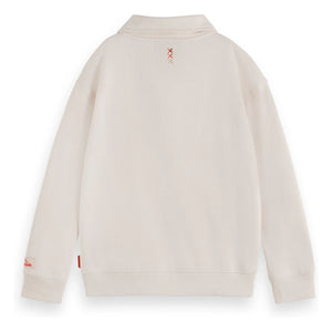 Scotch & Soda – Artwork Sweatshirt mit Polokragen aus Bio-Baumwolle | Ivory