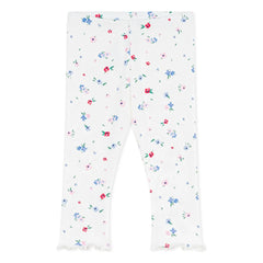 Petit Bateau – Gerippte Leggings mit Blumenmuster | Weiß