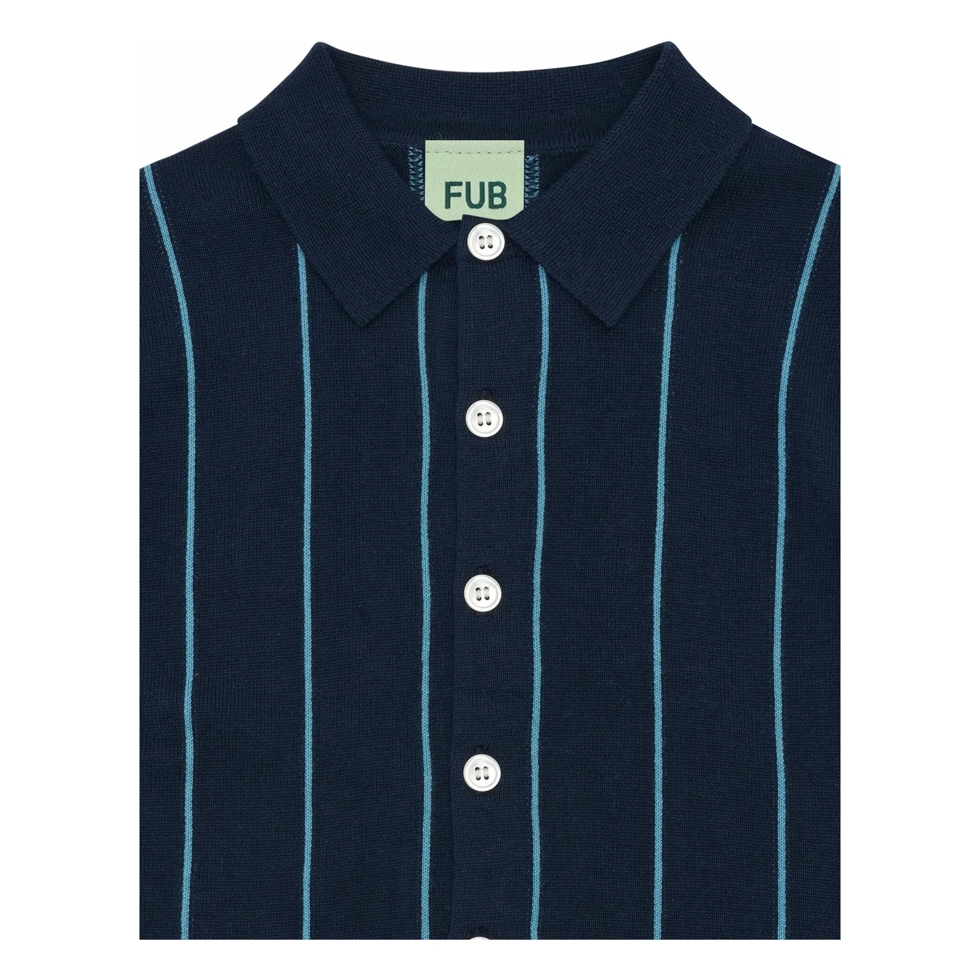 FUB – Gestreiftes Hemd extra feiner Strick Bio-Baumwolle | Marineblau