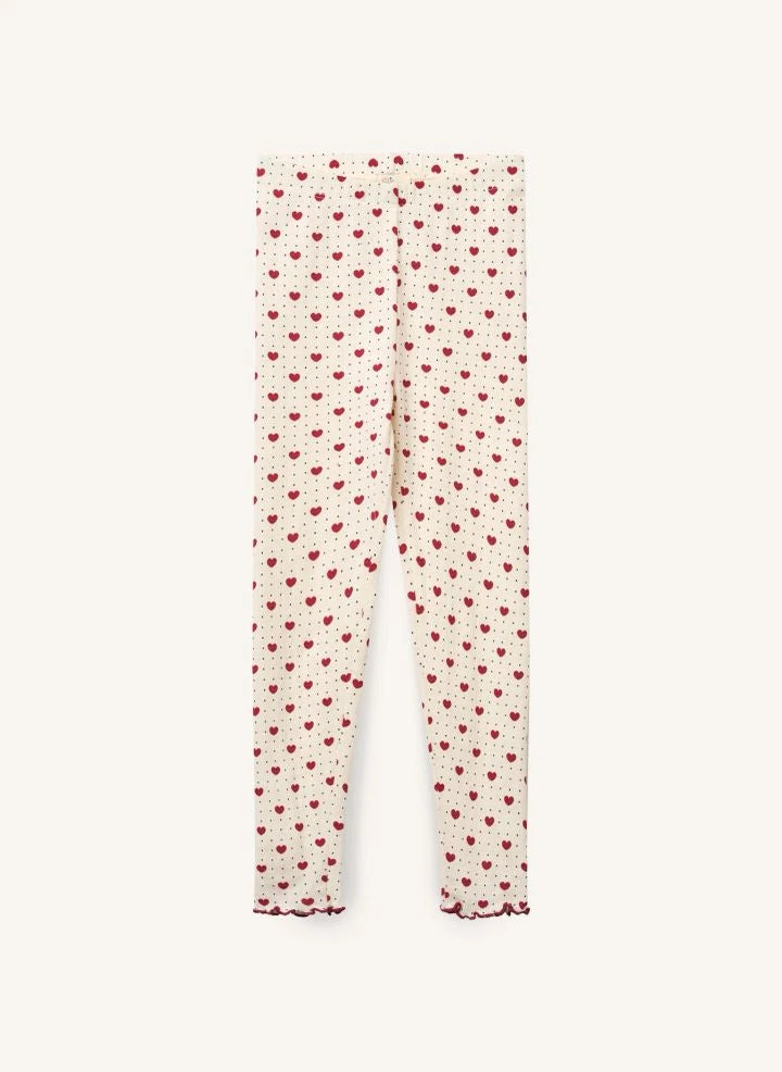 Copenhagen Colors - Krep-Leggings mit Herzmuster | Ecru