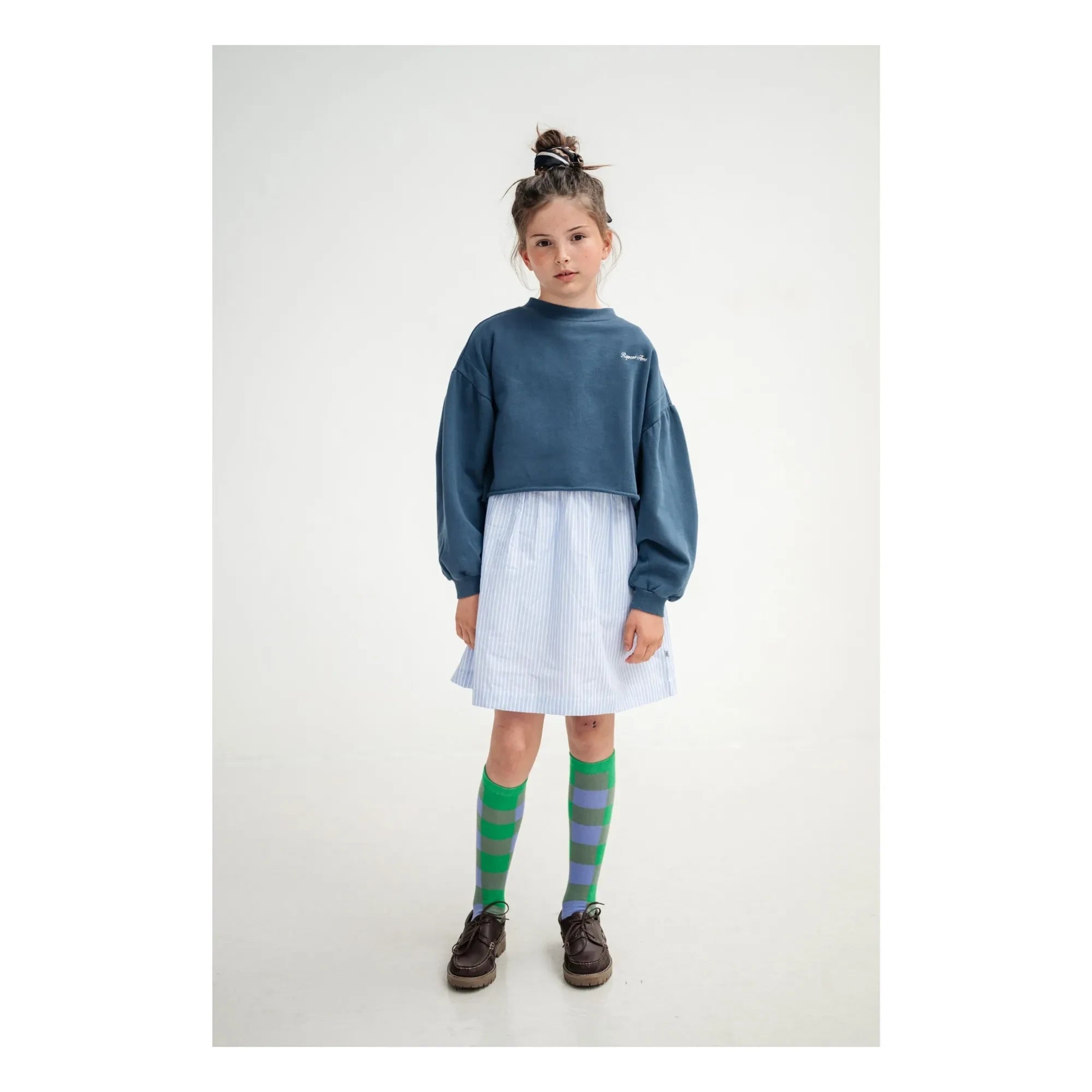 Repose AMS – Crop-Sweatshirt aus Bio-Baumwolle mit Logo | Dunkelblau