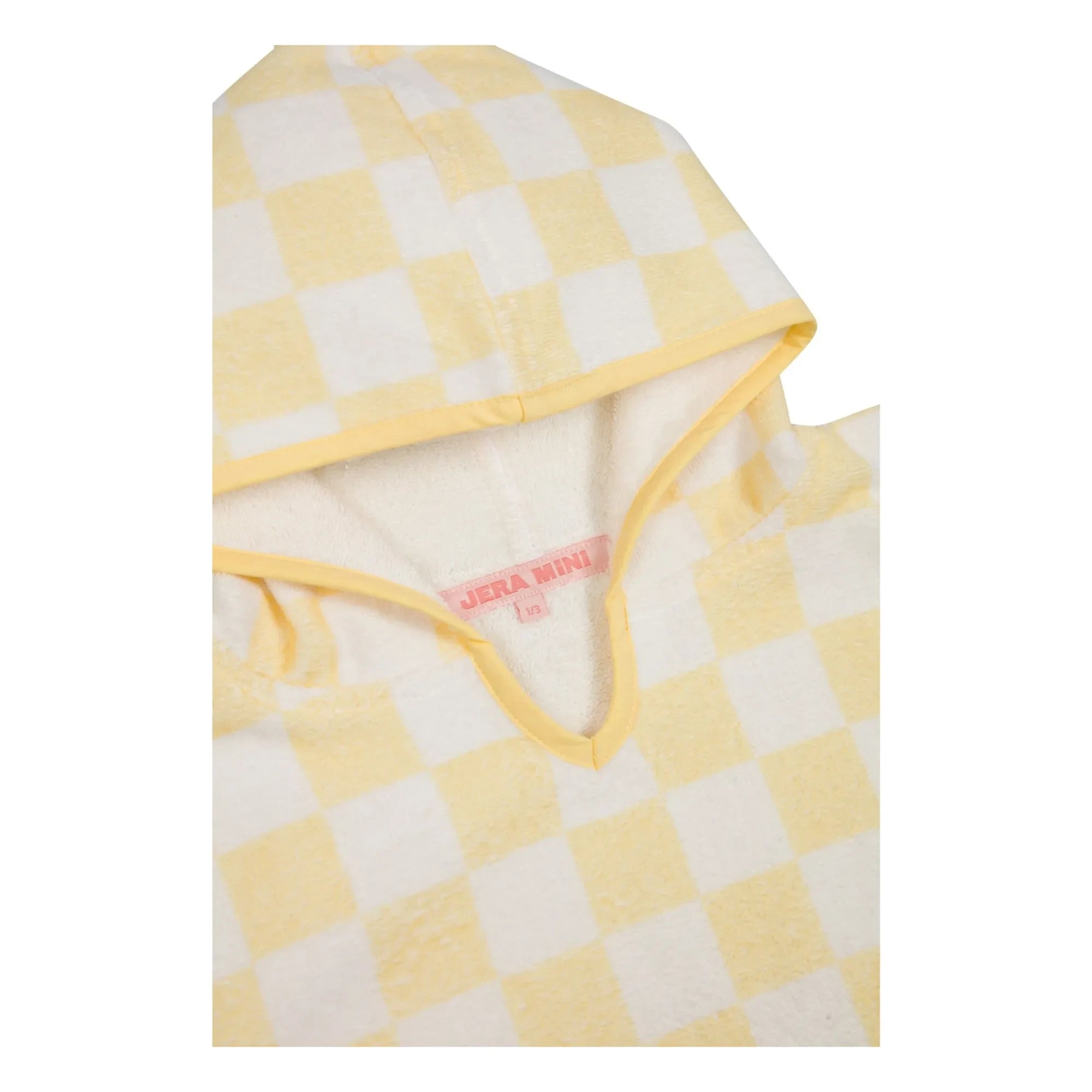 Jera Mini - Kariertes Handtuch-Poncho | Blassgelb