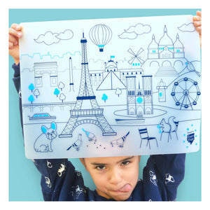 Superpetit - Paris Coloring Placemats with Bracelet and 5 Markers