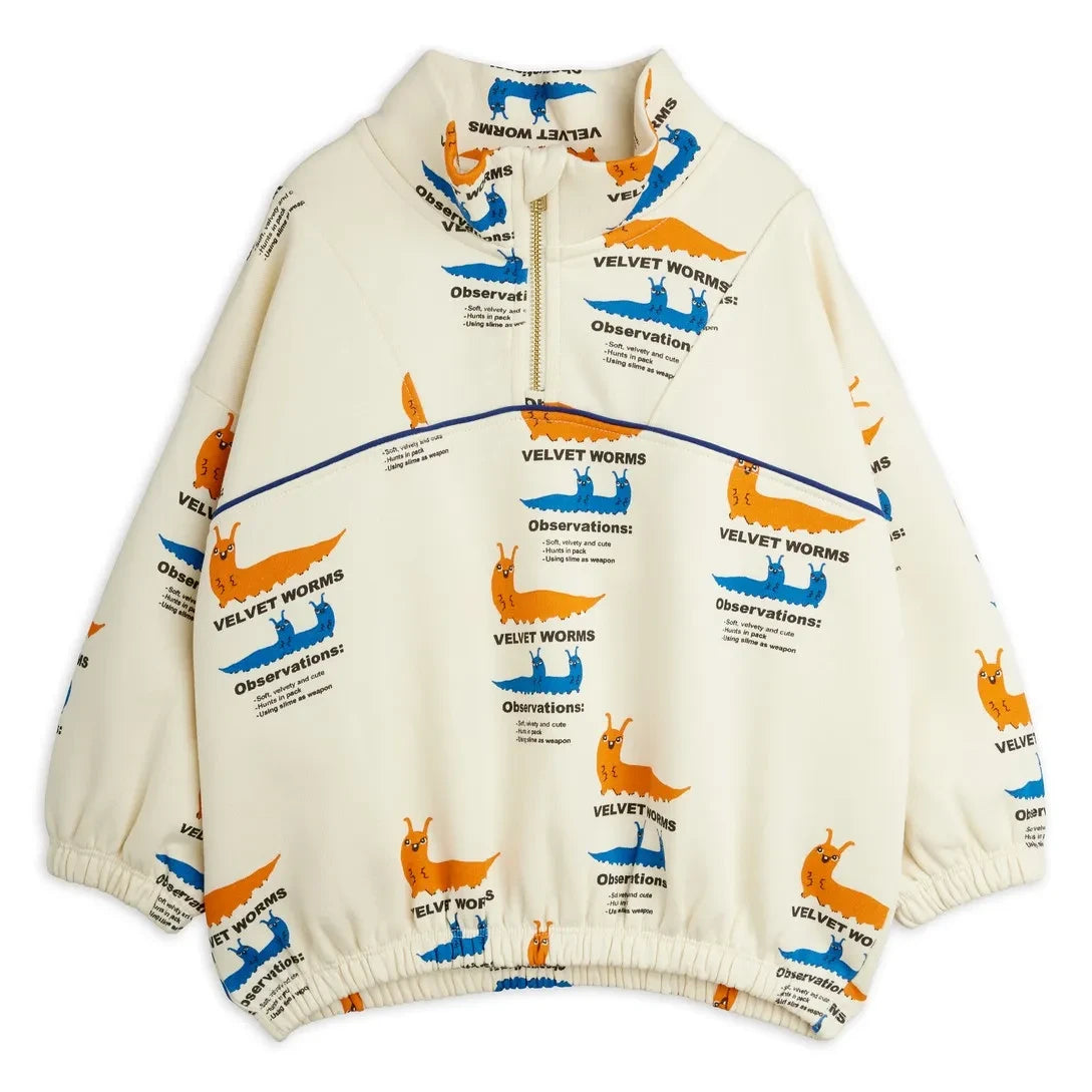Mini Rodini - Half-Zip Sweatshirt Organic Cotton | Ecru