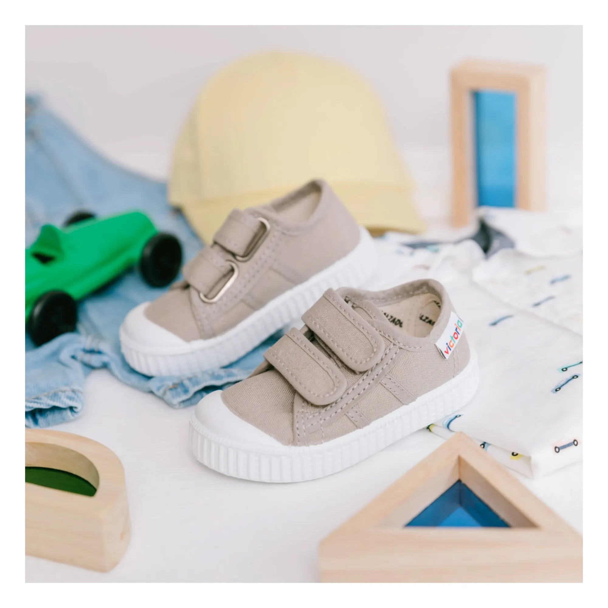 Victoria - Tiras Lona Cırt Cırtlı Sneakers | Bej