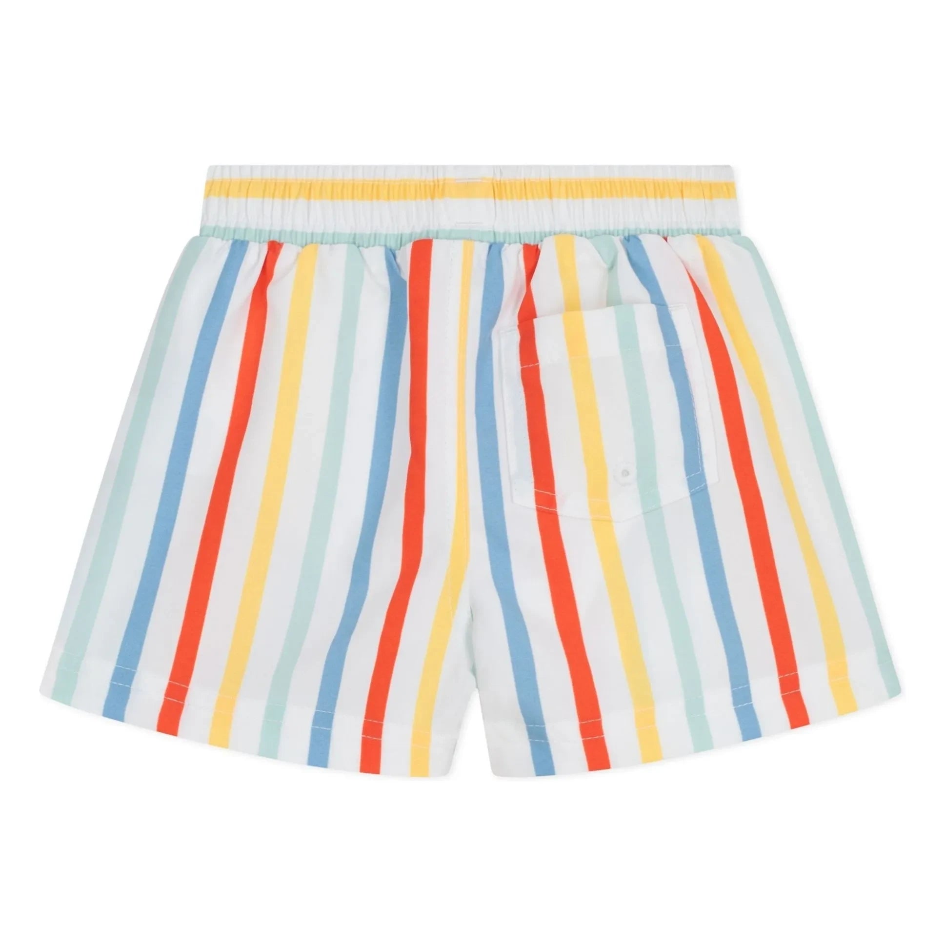 Petit Bateau - Bebek Çizgili Geri Dönüştürülmüş Elyaf Yüzme Şortu | Beyaz