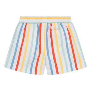 Petit Bateau - Bebek Çizgili Geri Dönüştürülmüş Elyaf Yüzme Şortu | Beyaz