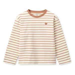 Liewood - Tyler Striped Heart Organic Cotton T-Shirt | Peach
