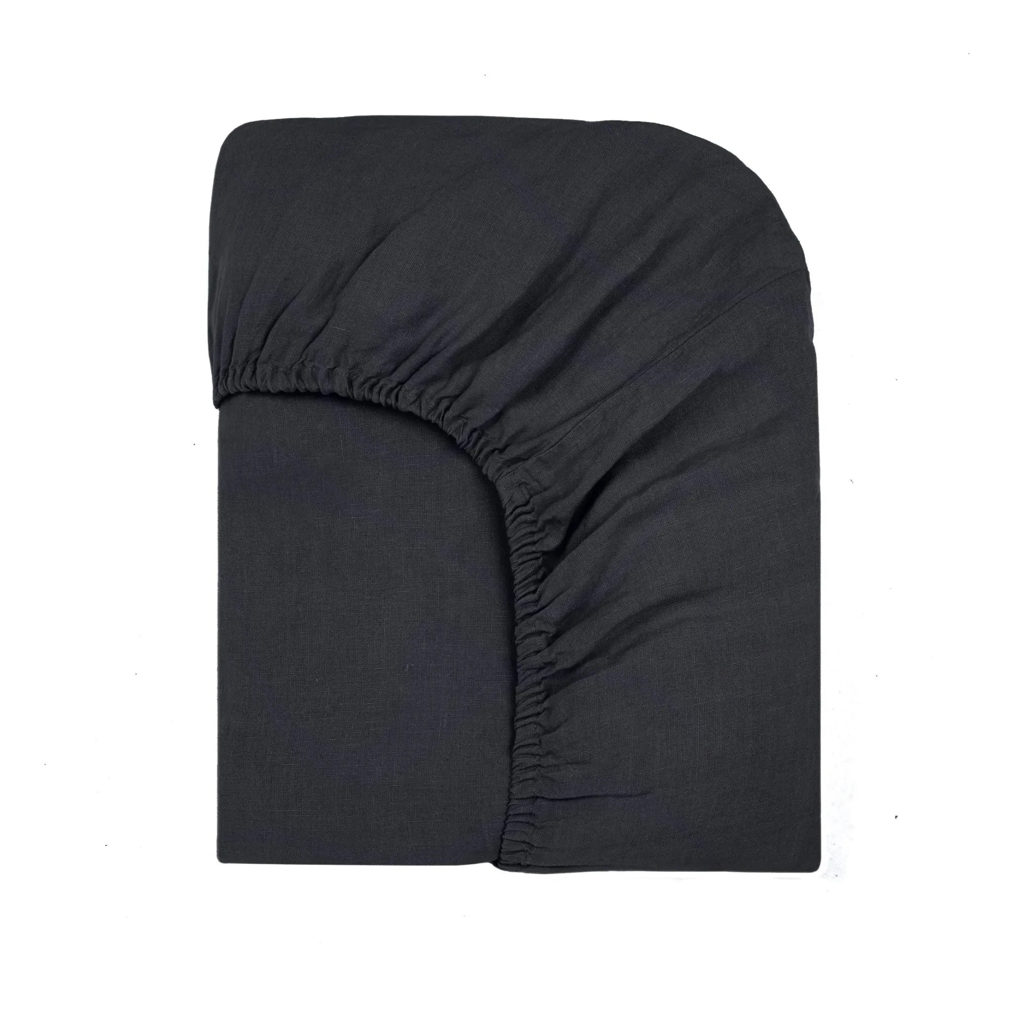 Communauté de biens - Washed Linen Fitted Sheet | Black