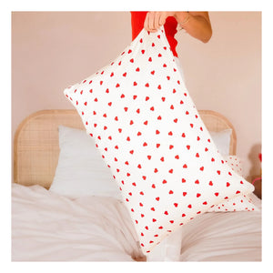 Emily's Pillow - Kalp baskılı dut ipeği yastık kılıfı | Krem