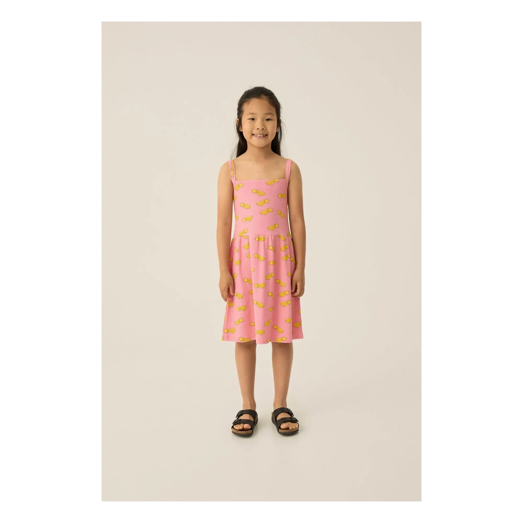 The Campamento - Falling Stars Bio-Baumwollkleid | Zuckerrosa