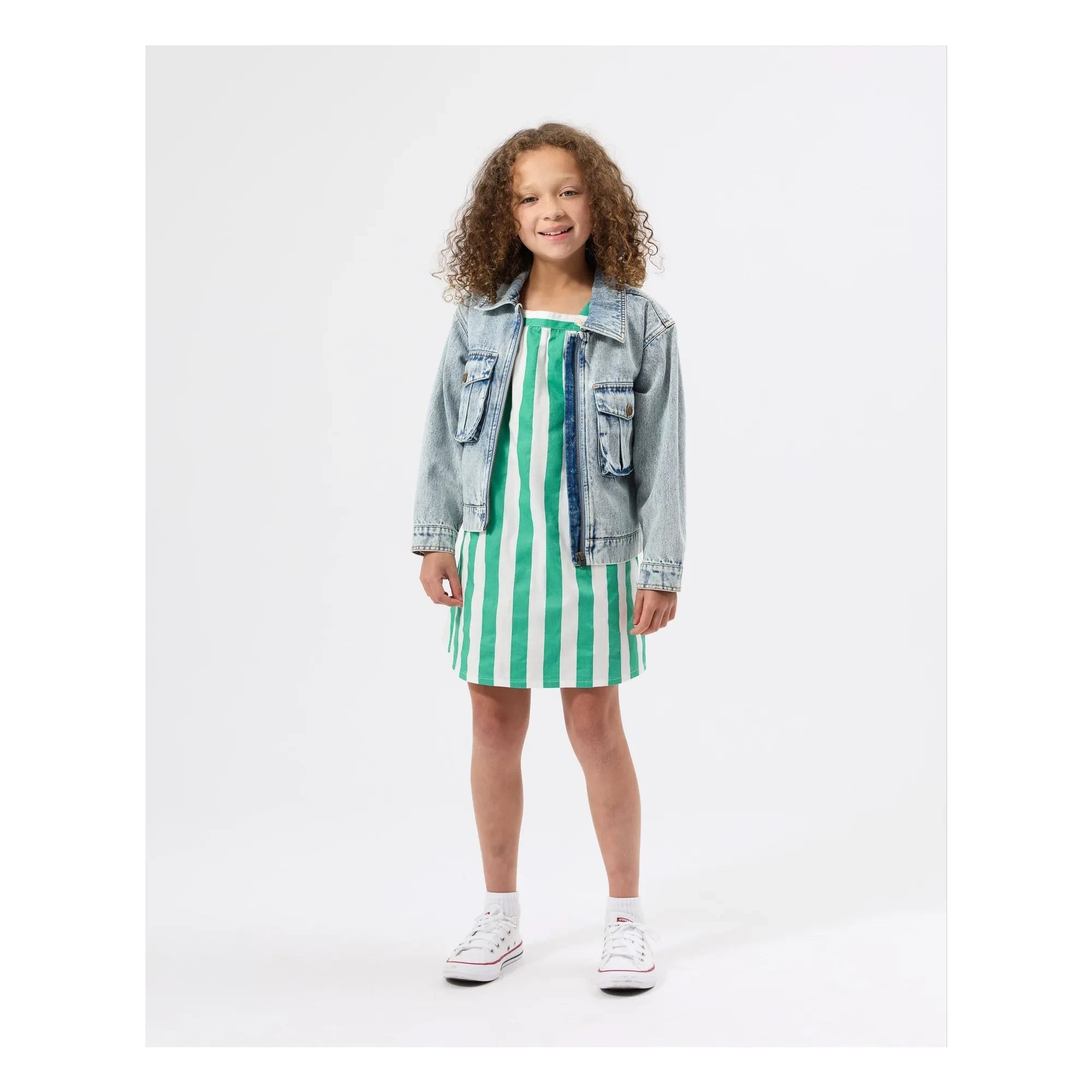 Goldie + Ace - Gestreiftes Kleid | Grün
