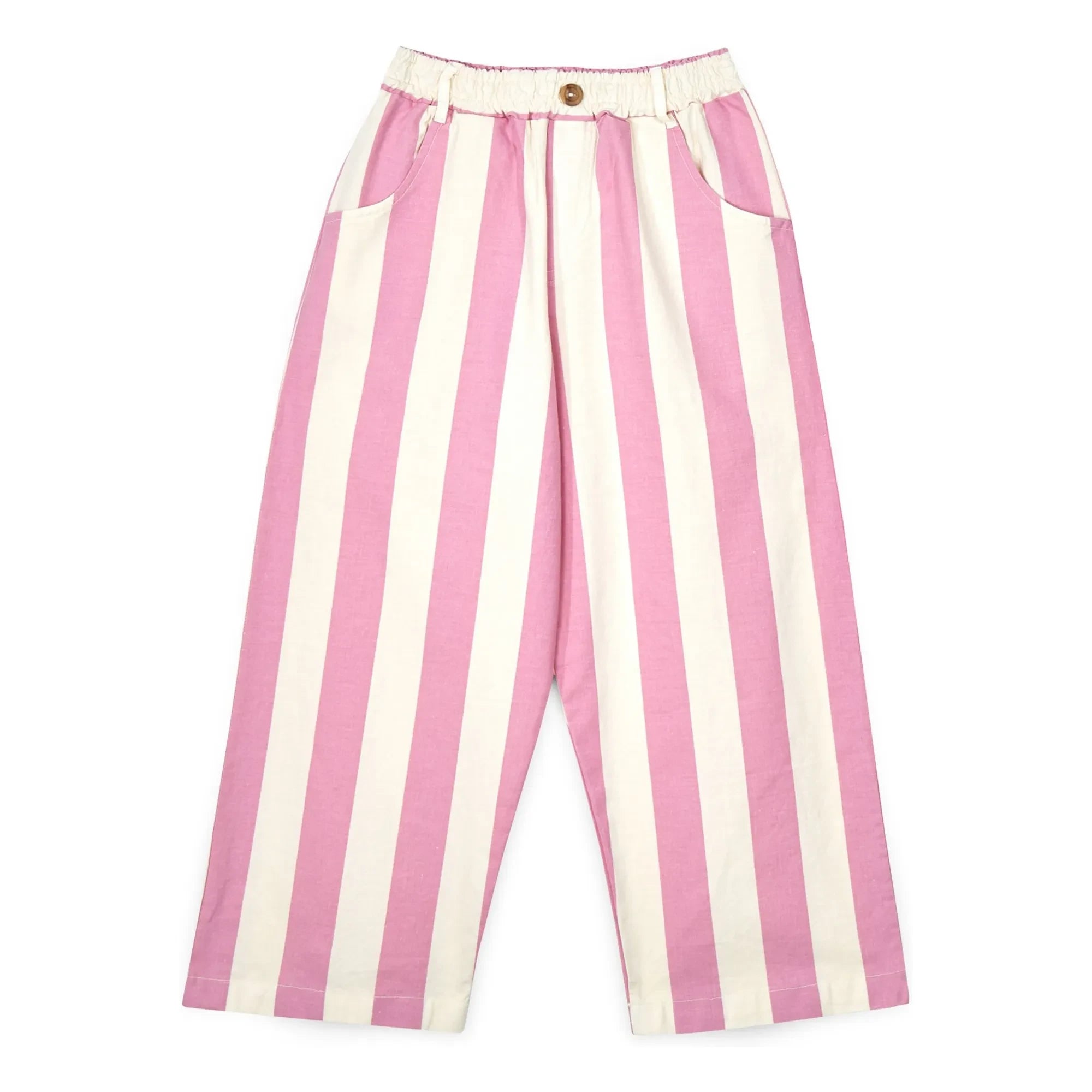 Mipounet - Claude Çizgili Organik Pamuk Pantolon | Pembe