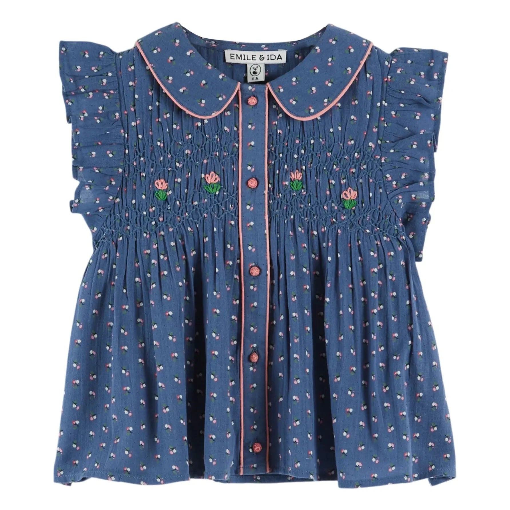 Emile et Ida - Mavi Çiçekli Smock Bluz