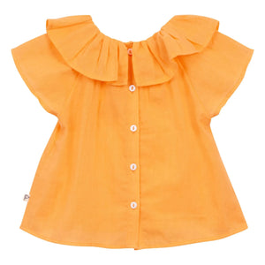 Arsène et Les Pipelettes – Bluse mit Voile-Kragen aus Bio-Baumwolle | Orange
