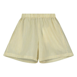 Tangerine - Gestreifte weite Shorts mit Gummibund | Blassgelb