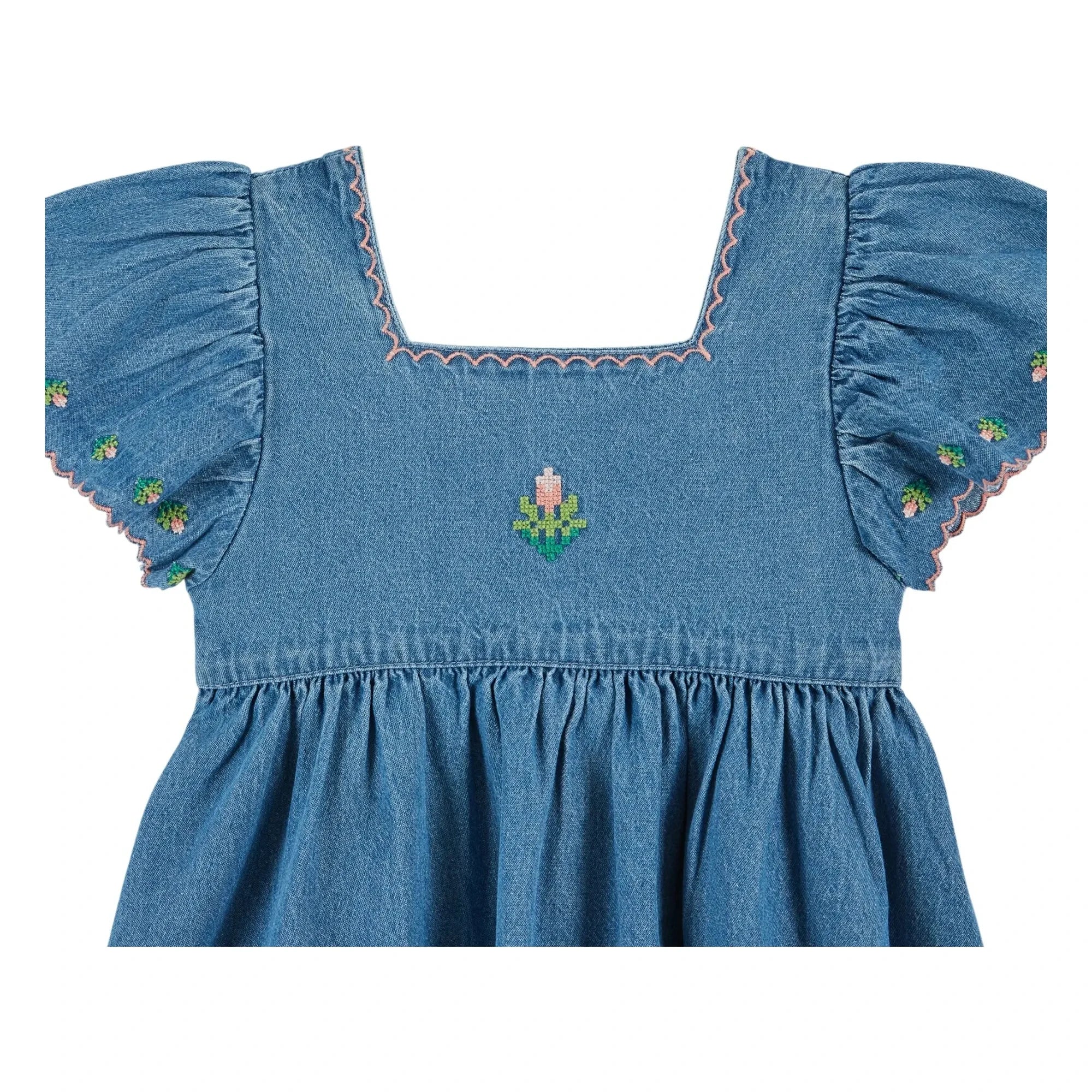 Emile et Ida - Besticktes Jeanskleid | Blau