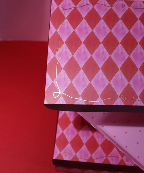 Dinossi - Boîte Cadeau Rose à Carreaux