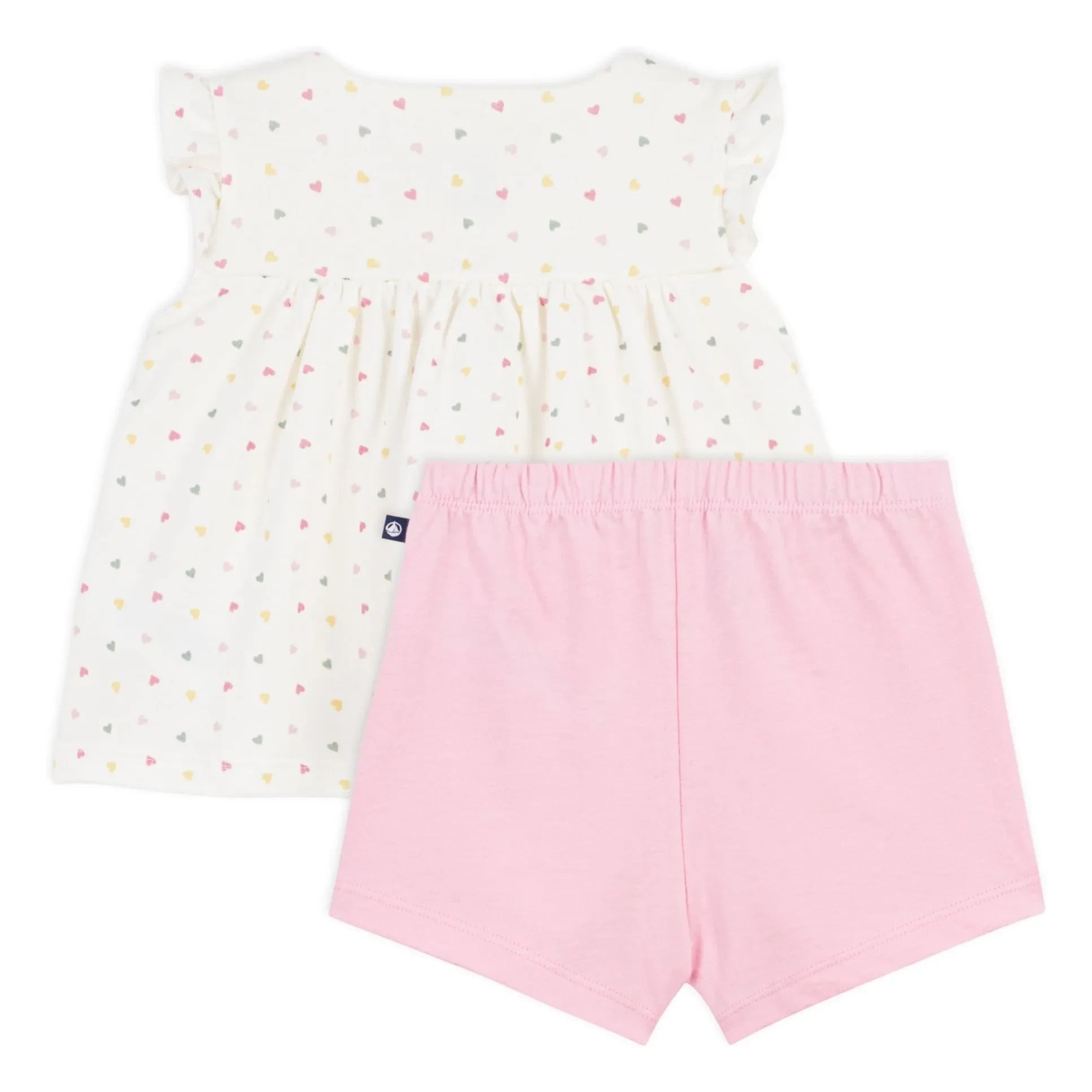 Petit Bateau - Organik Pamuk Kalpli Üst ve Şort Takımı | Beyaz