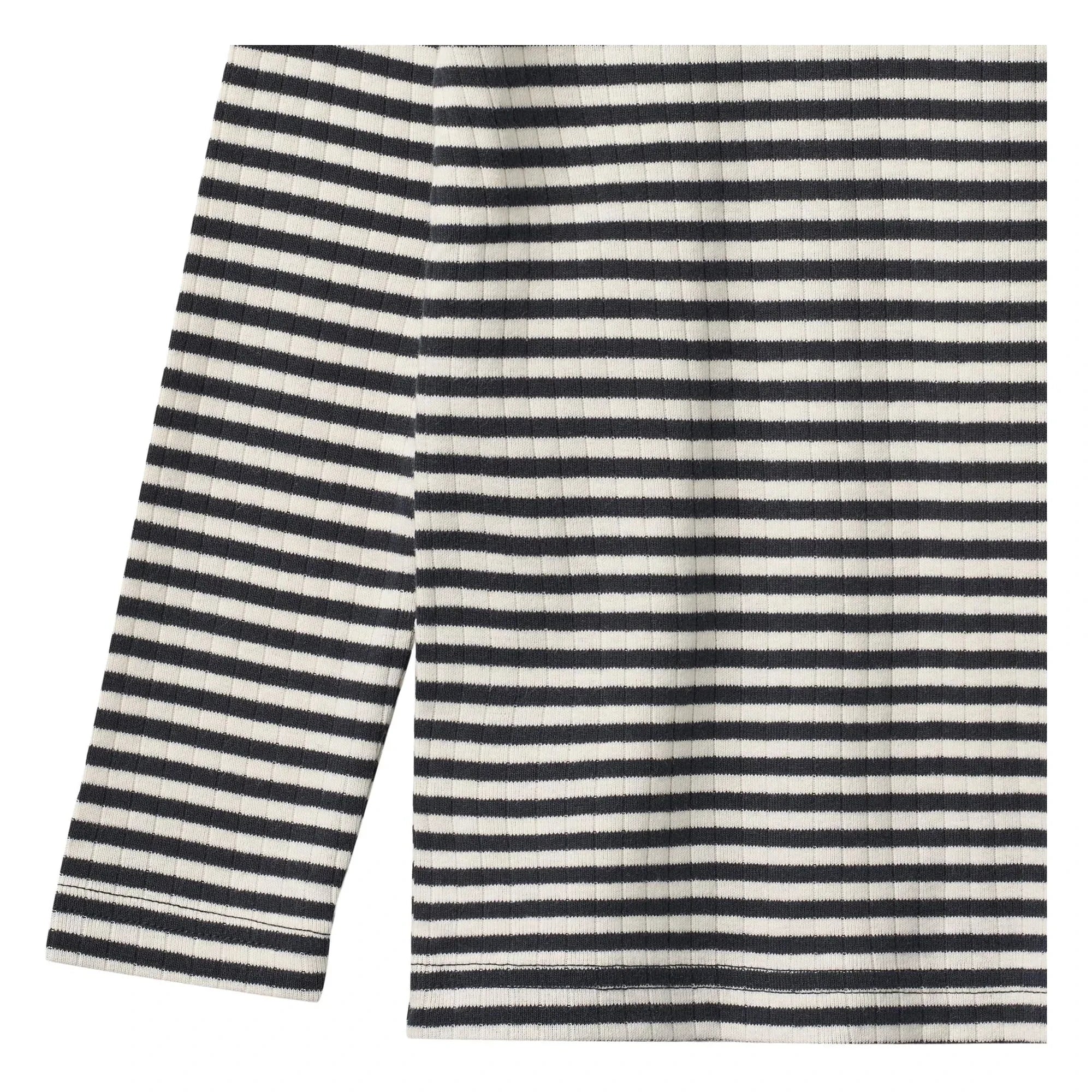 Wheat - Striped Ribbed Organic Cotton T-Shirt | Navy Blue