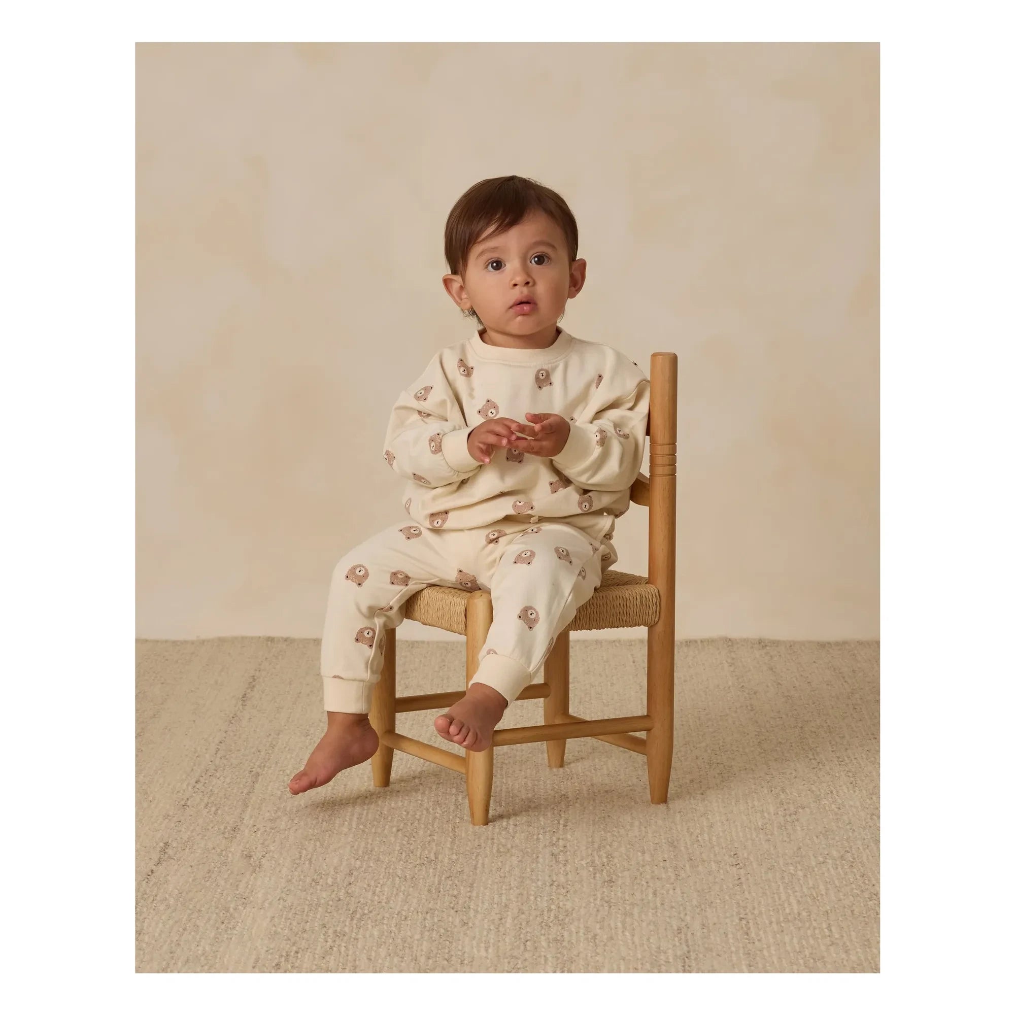 Quincy Mae - Sweatshirt aus Bio-Baumwolle mit Bärenmotiv | Ecru