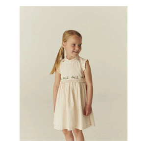 Copenhagen Colors - Striped Embroidery Dress Seersucker Organic Cotton | Powder Pink