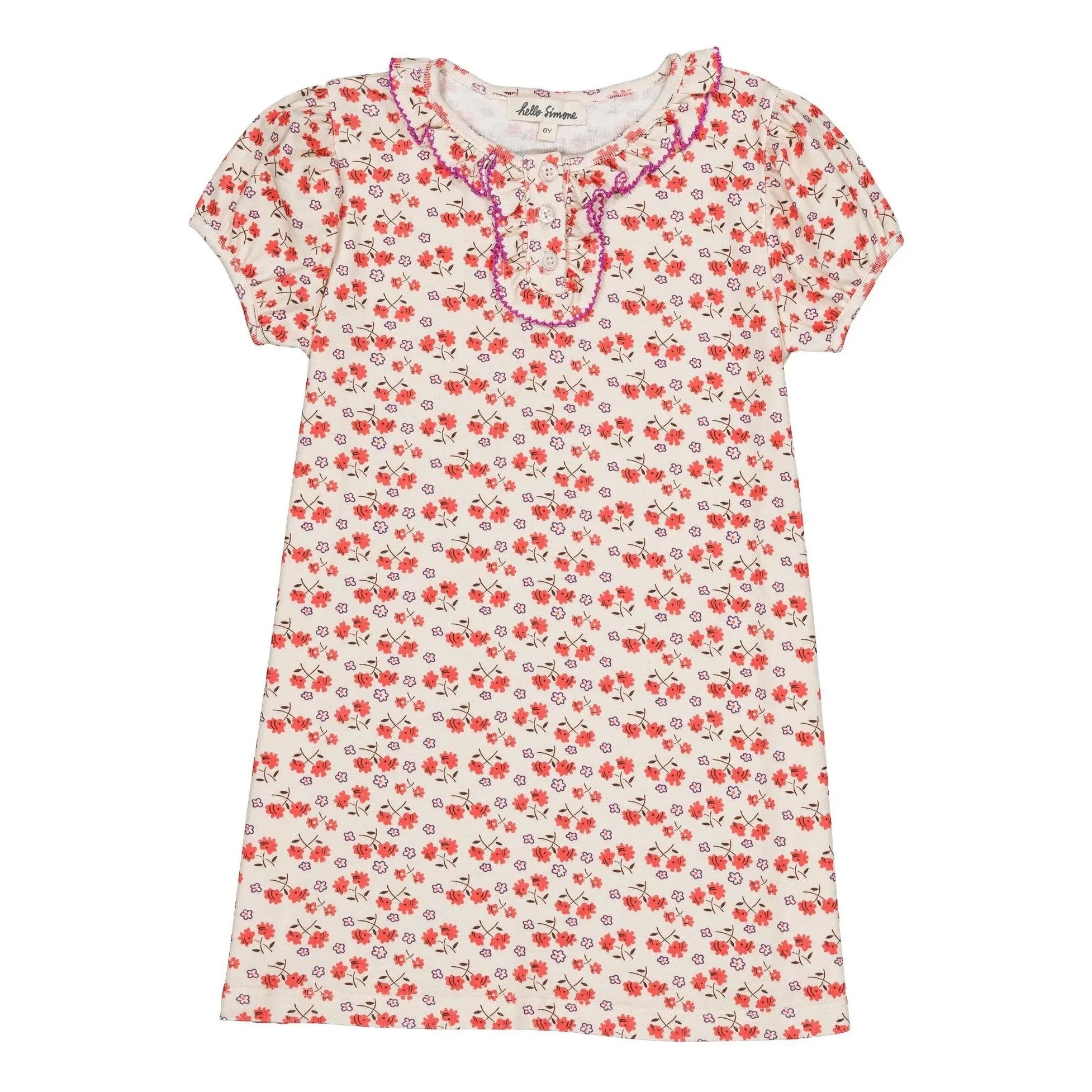 Hallo Simone – Bio-Baumwollkleid mit Blumenmuster „Tulpe“ | Weiß