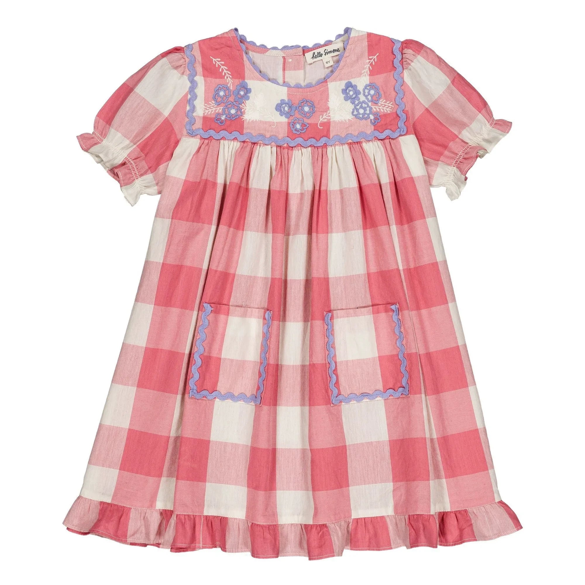 Hello Simone - Louisette Kareli elbise | Pembe