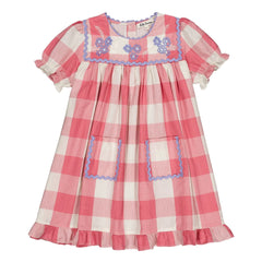 Hello Simone - Louisette Kareli elbise | Pembe